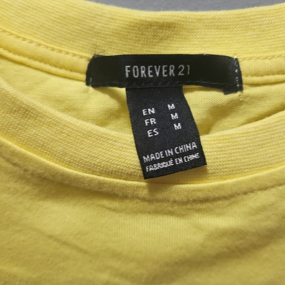 Forever 21 Yellow Cropped Short Sleeve Top M - Picture 4 of 6